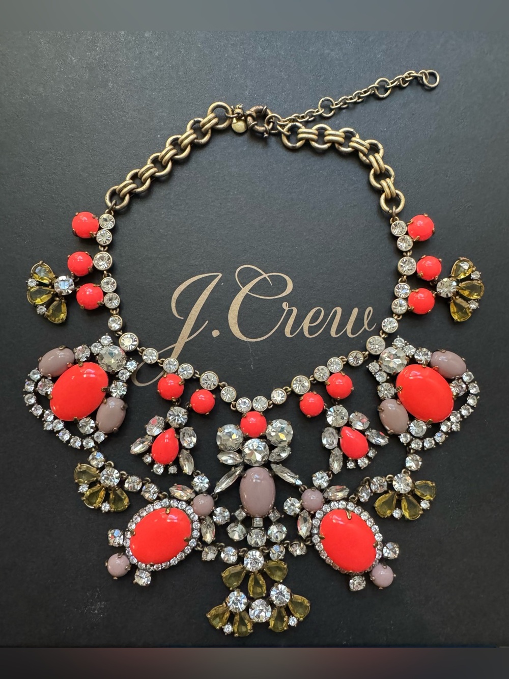 J. Crew Crystal Color Stone Statement Necklace